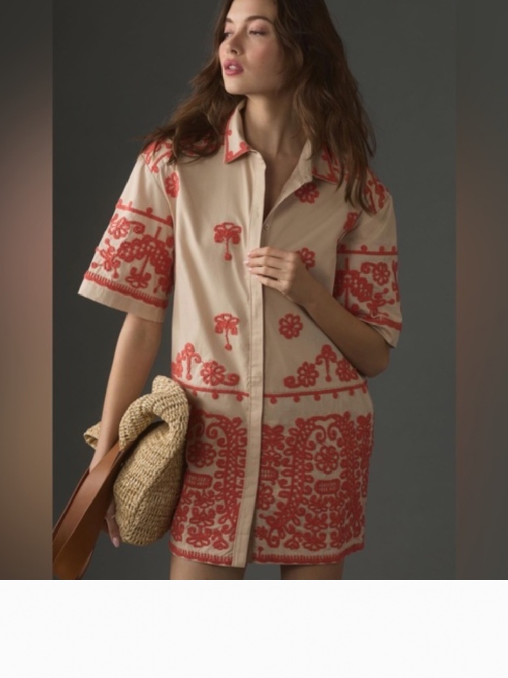 EUC Maeve Embroidered Shirt Dress